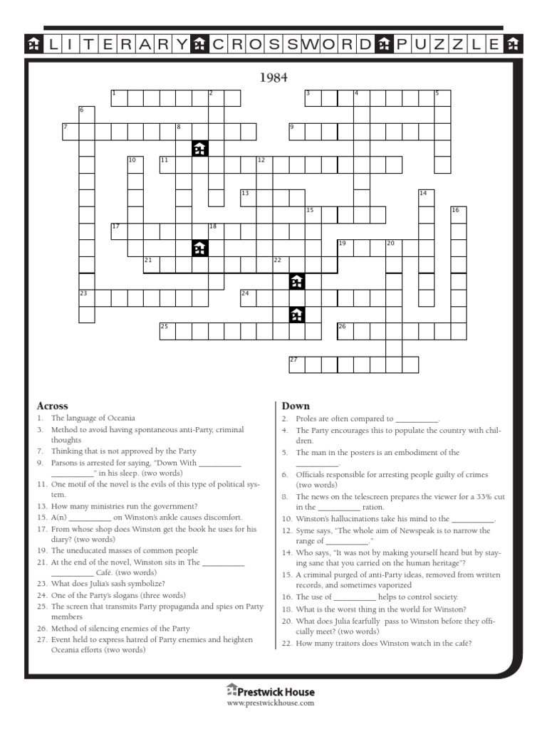 1984 Crossword PDF Satirical Books