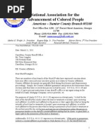 Letter Carroll Ton County Sheriff Counter Affidavit NAACP