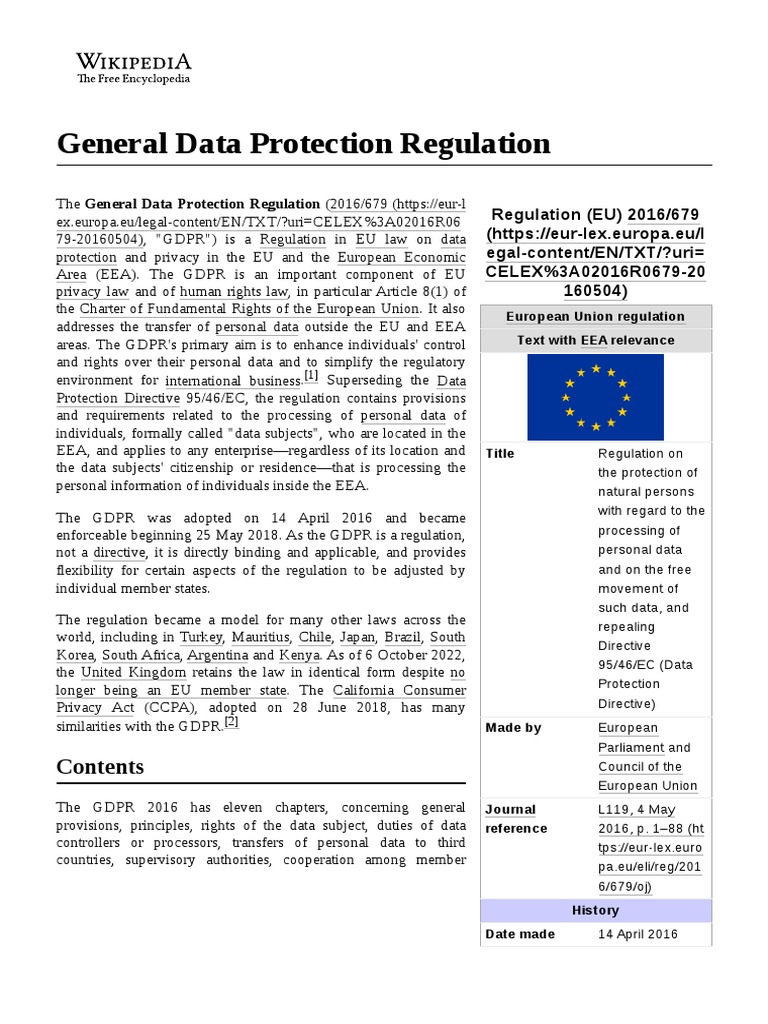 General Data Protection Regulation | PDF | Justice | Crime & Violence