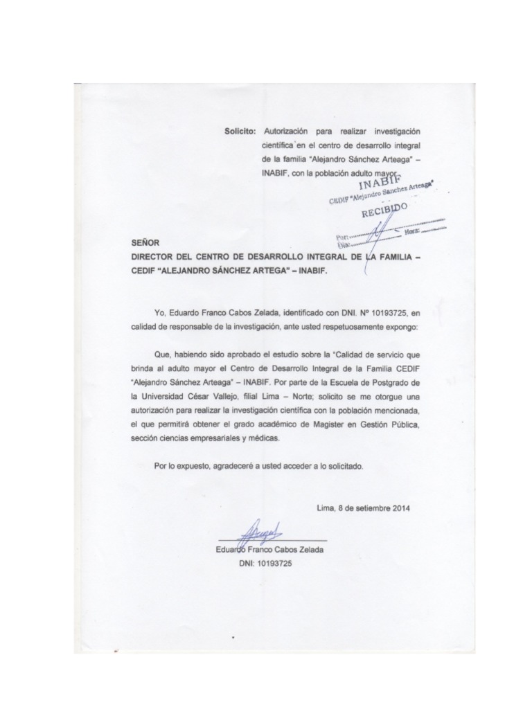 Modelo de Solicitud. Permiso Tesis | PDF
