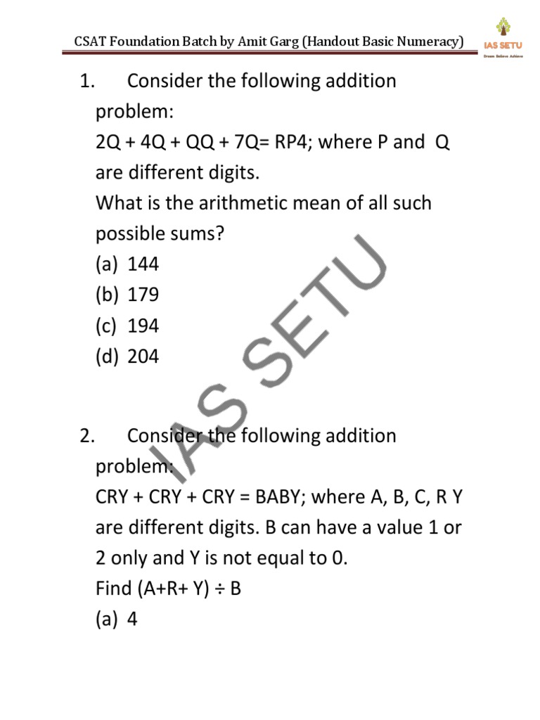 Basic Numeracy | PDF