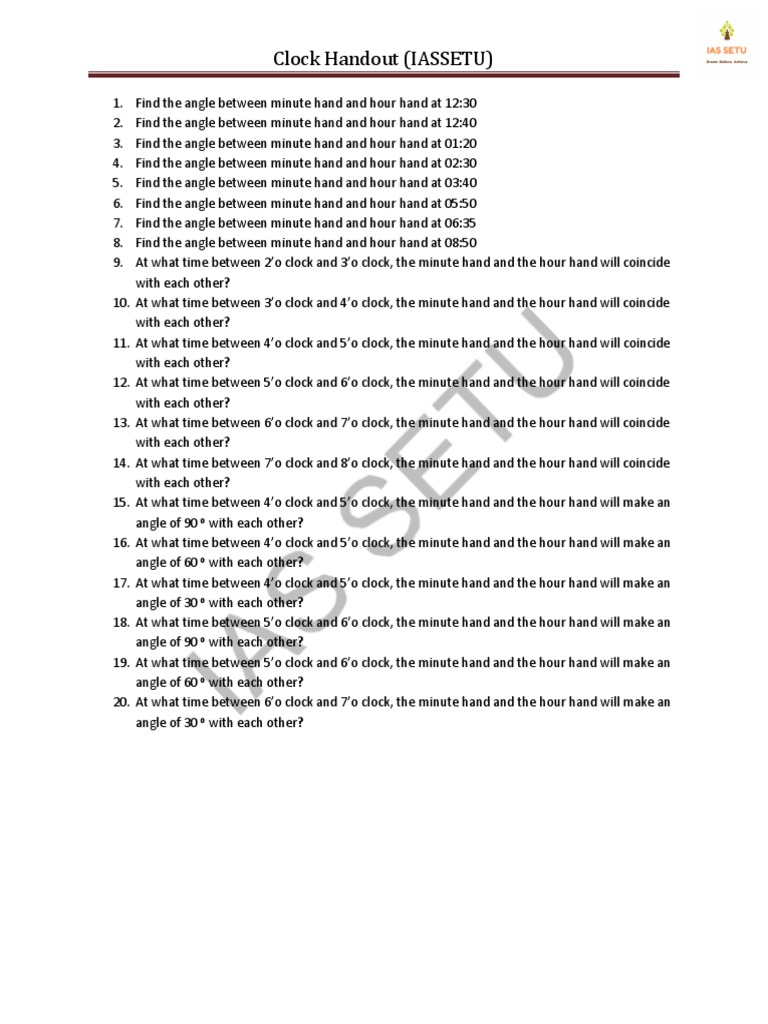 Clock Angle Calculations and Coincidence | PDF | Foreign Language Studies