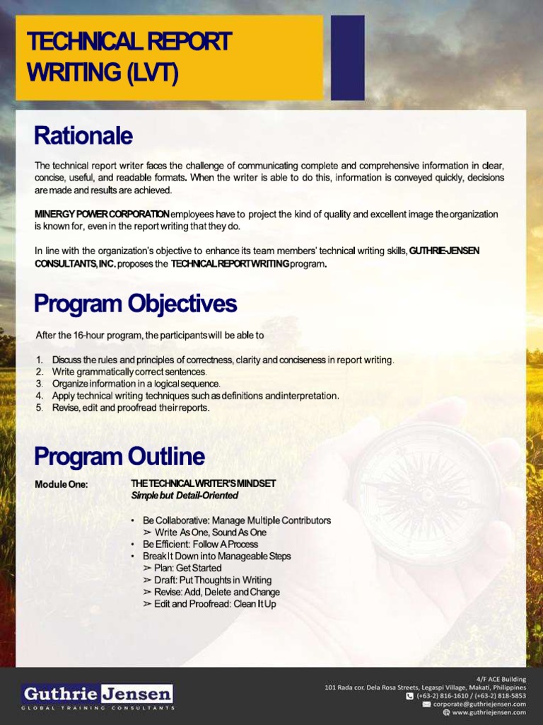 Technical Report Writing Training Outline | PDF