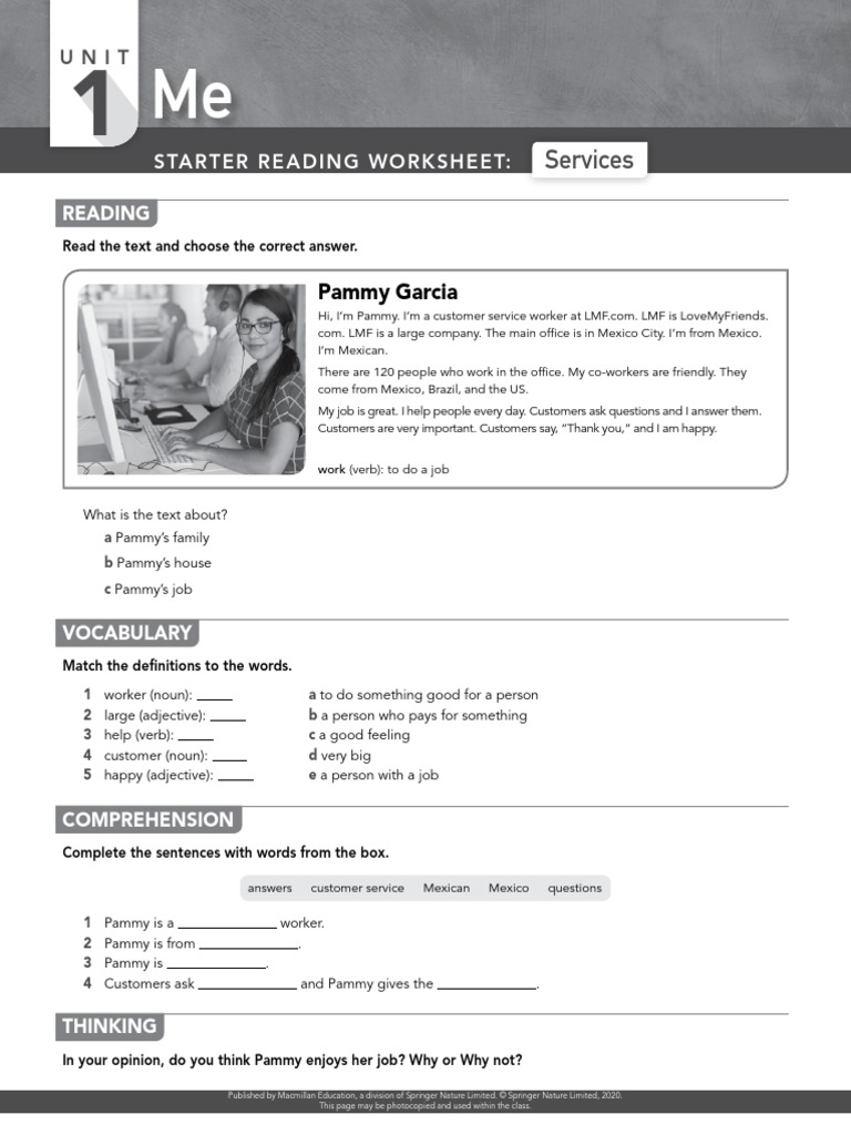 SYM Starter U01 ReadingWorksheets | PDF