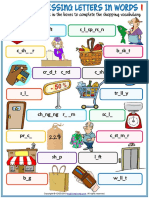 Shopping Vocabulary Esl Missing Letters in Words Worksheets For Kids