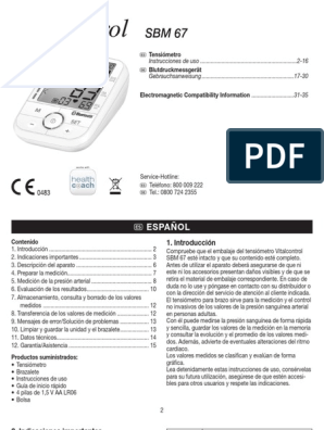 Vitalcontrol SBM 67 Tensiometro | PDF | Blutdruckmessgeräte