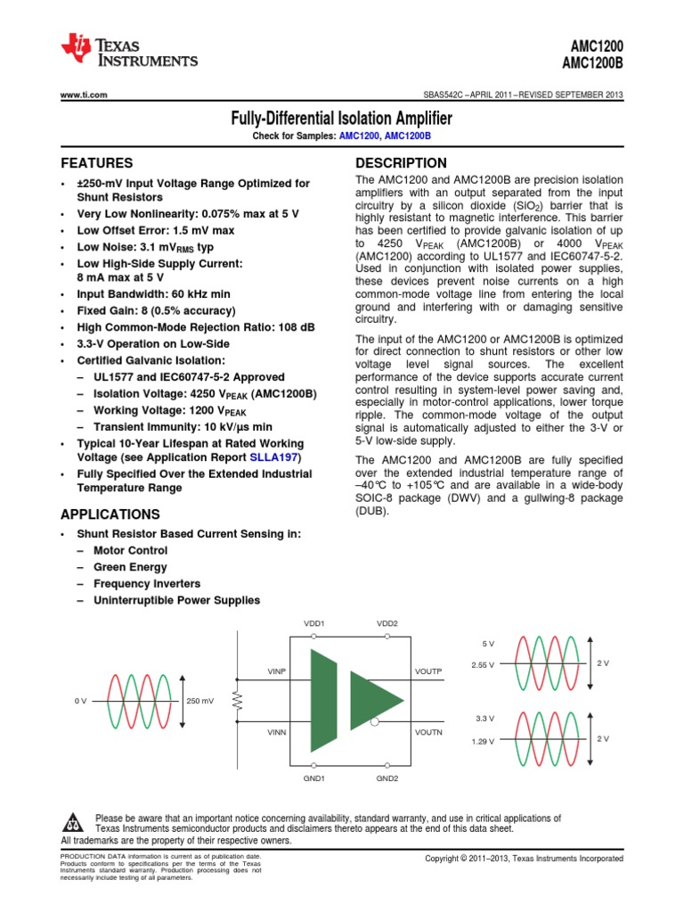 Amc 1200 | PDF | Amplifier | Electrostatic Discharge