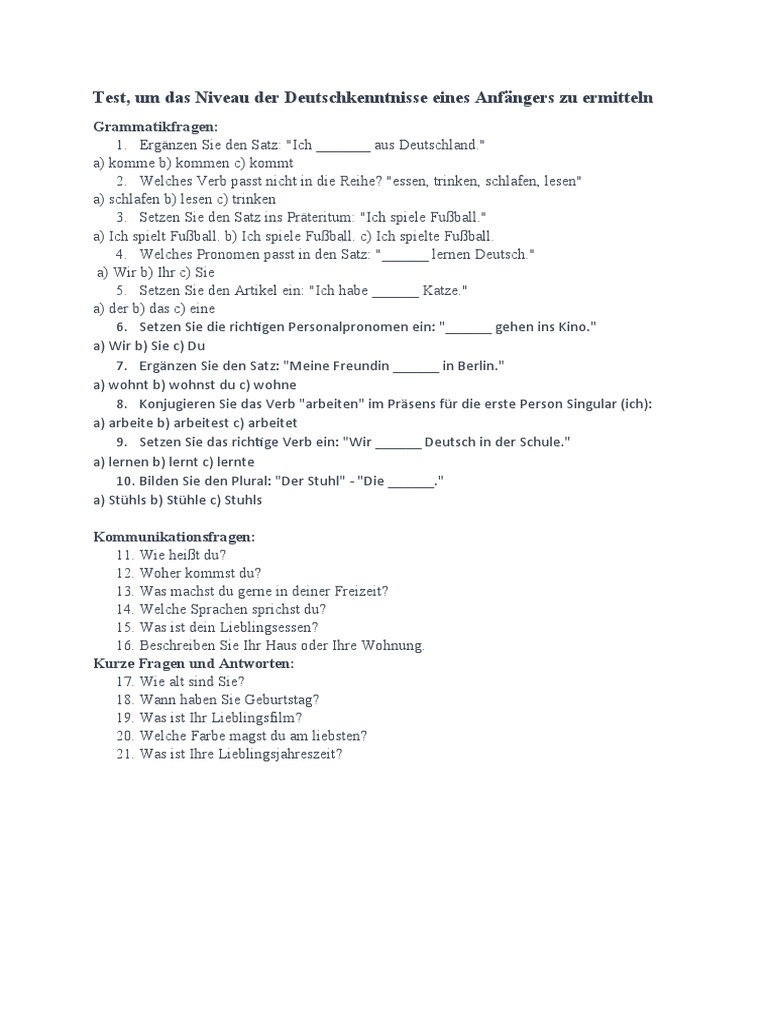 Test Anfänger | PDF