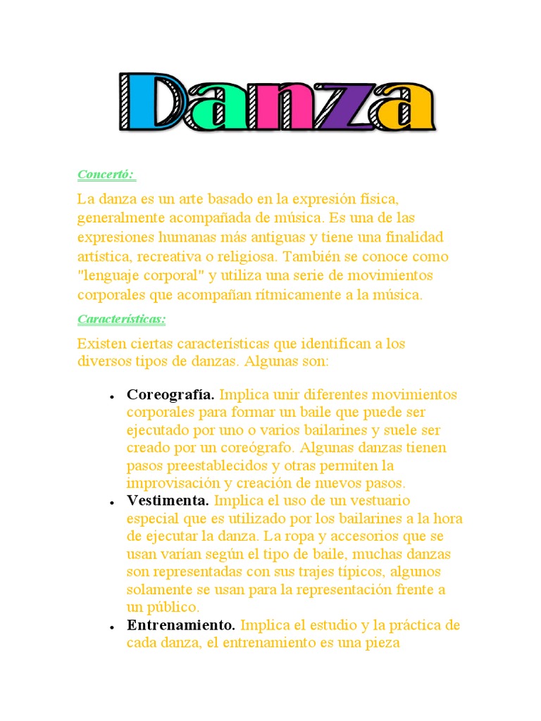 Elementos y Tipos de Danza | PDF | Bailes | Las artes escénicas