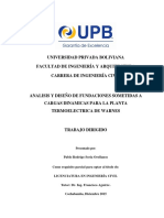 UPB - Análisis y Diseño de Fundaciones Sometidas A Cargas Dinámicas para La Planta Termoeléctrica de Warnes