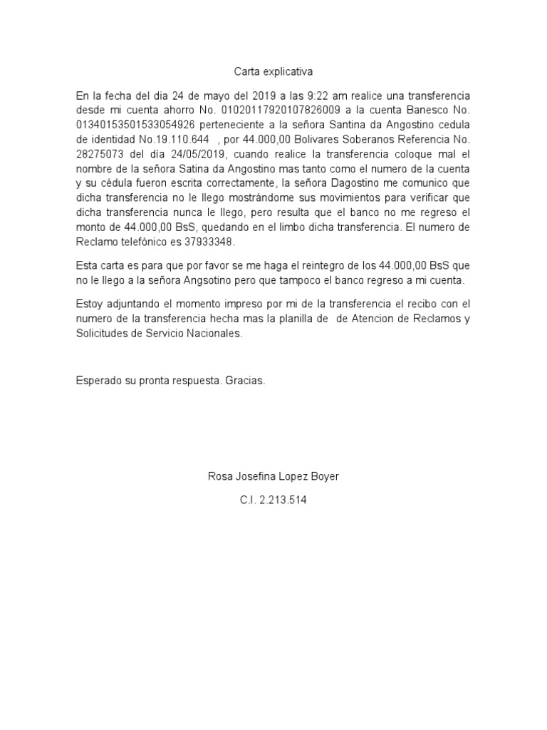Carta explicativa pdf