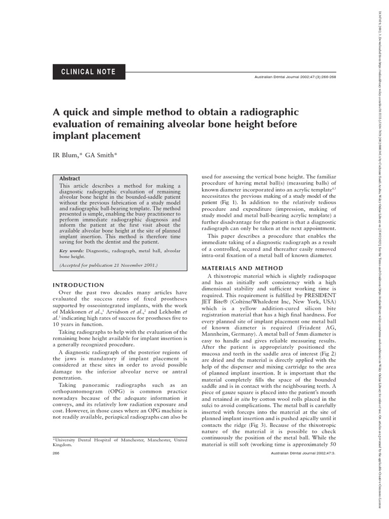Australian Dental Journal 2008 Blum A Quick and Simple Method To
