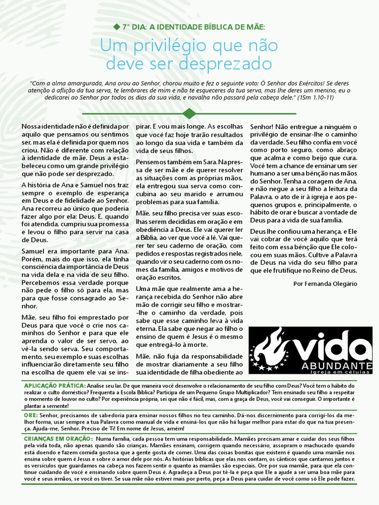 7 Devocional Semana De Oracao Cva Pdf Oração Amor