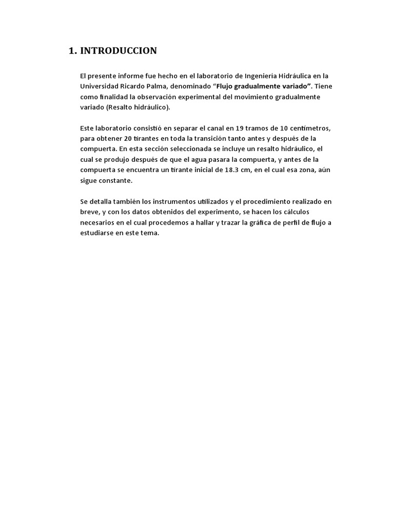 Estudio de Flujo Gradualmente Variado | PDF