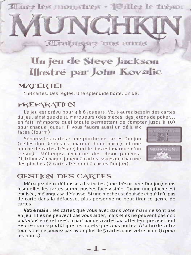 Règles du jeu Munchkin en PDF | PDF | Gaming