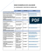 Universidad Evangélica de El Salvador Listado de Contactos Uees