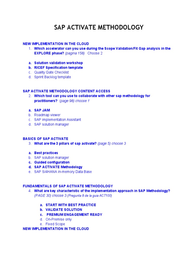 SAP Activate Methodology Overview | PDF | Scrum (Software Development ...