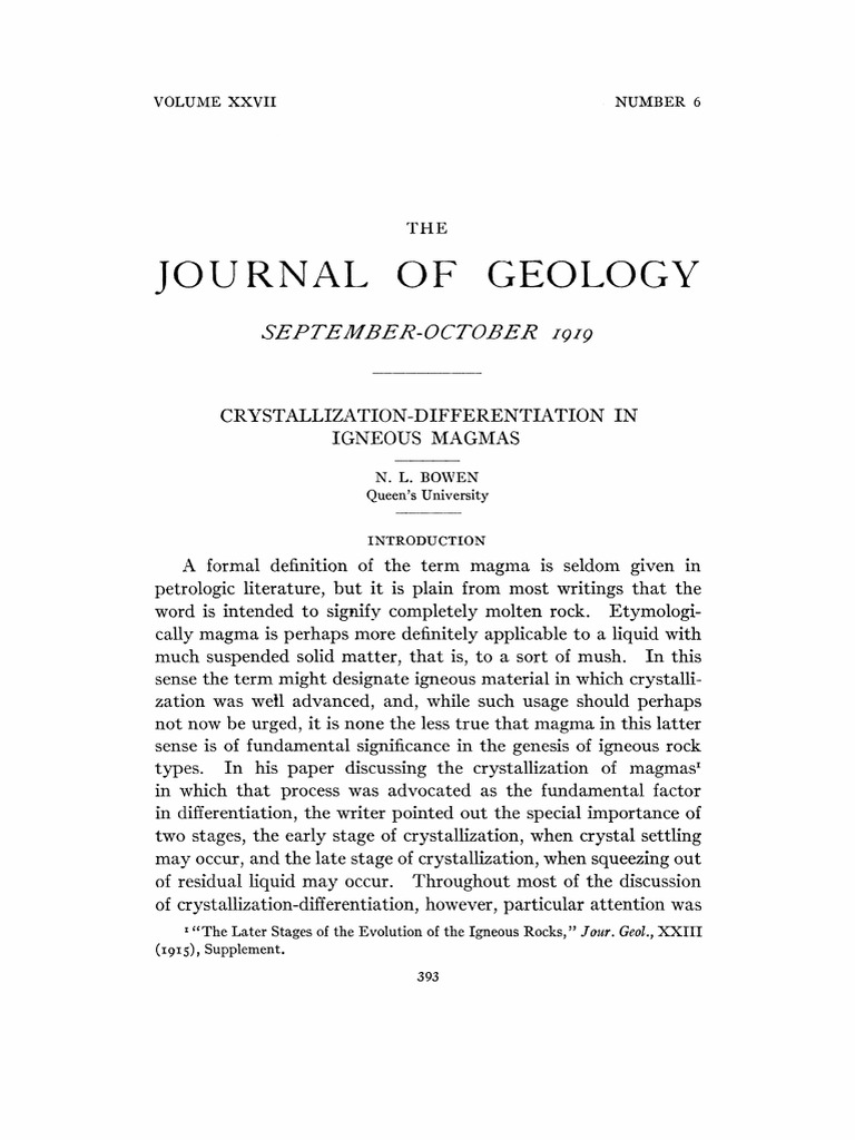 Crystallization Differentiation in Magmas | PDF | Magma | Igneous Rock
