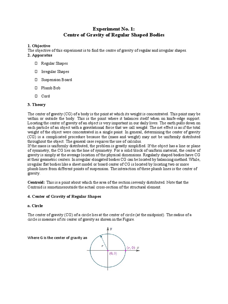 Centre of Gravity in Regular Shapes | PDF | Science & Mathematics