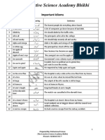 Important Idioms Notes PDF