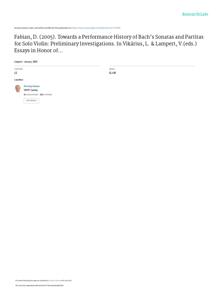 Fabian TowardsaPerfHistory UNSWorks PDF Violin Classical Music