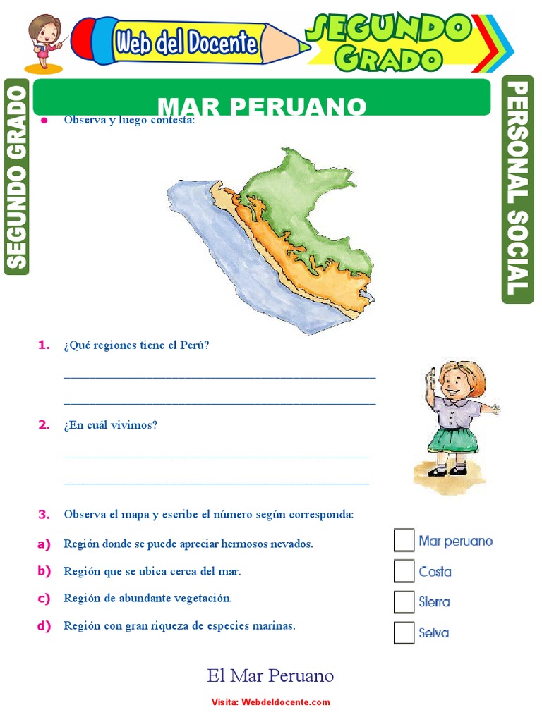 Mar Peruano para Segundo Grado de Primaria | PDF | Perú | Hidrografía
