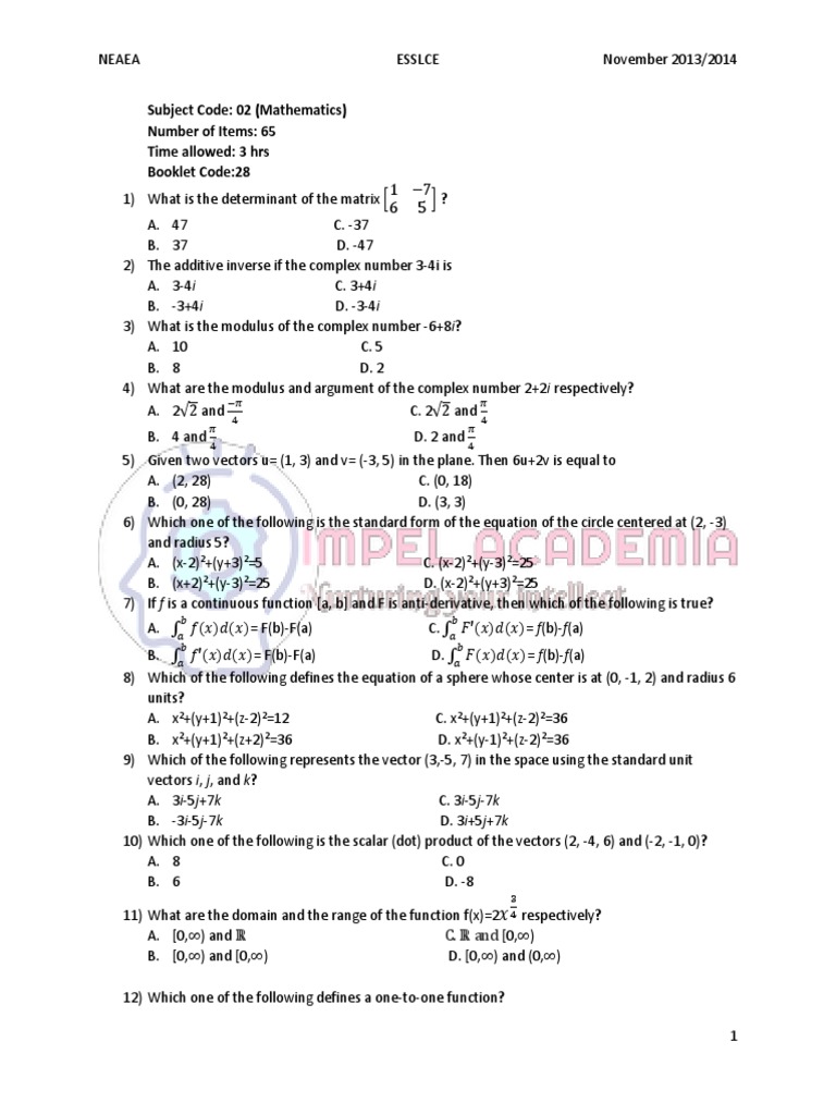 Math EUEE 2013(14)_151269131951 | PDF