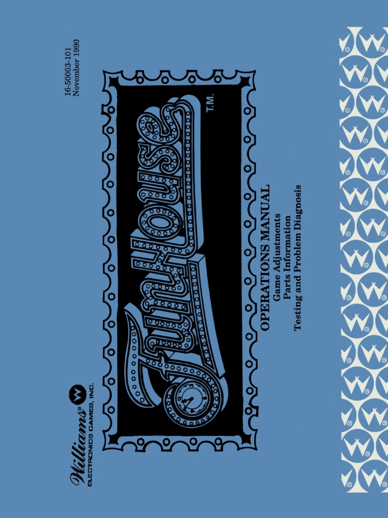 Williams 1990 Funhouse Operations Manual November 1990 Includes