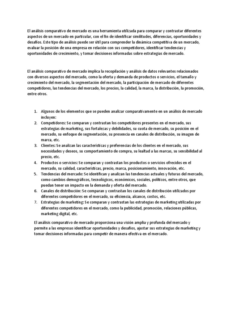 Análisis Comparativo De Mercado Pdf Mercado Economía Valoración
