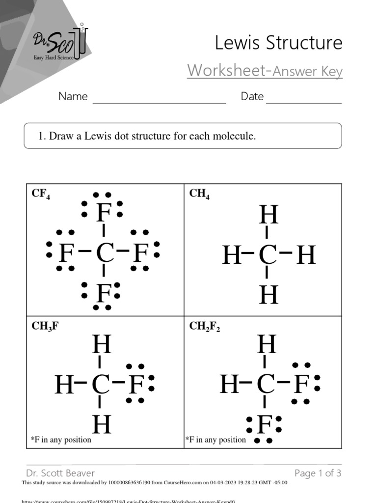 Lewis Dot Structure Worksheet Answer Key PDF PDF Lewis Dot Structure Worksheet Answer Key PDF PDF