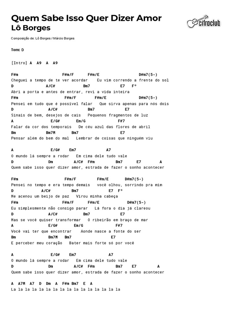 Lô Quem Sabe Isso Quer Dizer Amor PDF