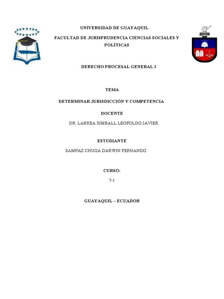 Jurisdicción y Competencia Judicial en Ecuador | PDF | Jurisdicción ...