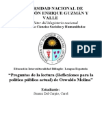 "Reflexiones para La Política Pública Actual" de Oswaldo Molina