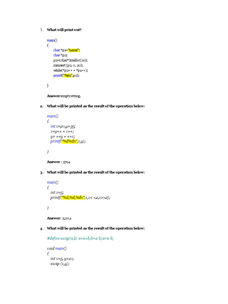 C Code Output Analysis and Memory Usage | PDF