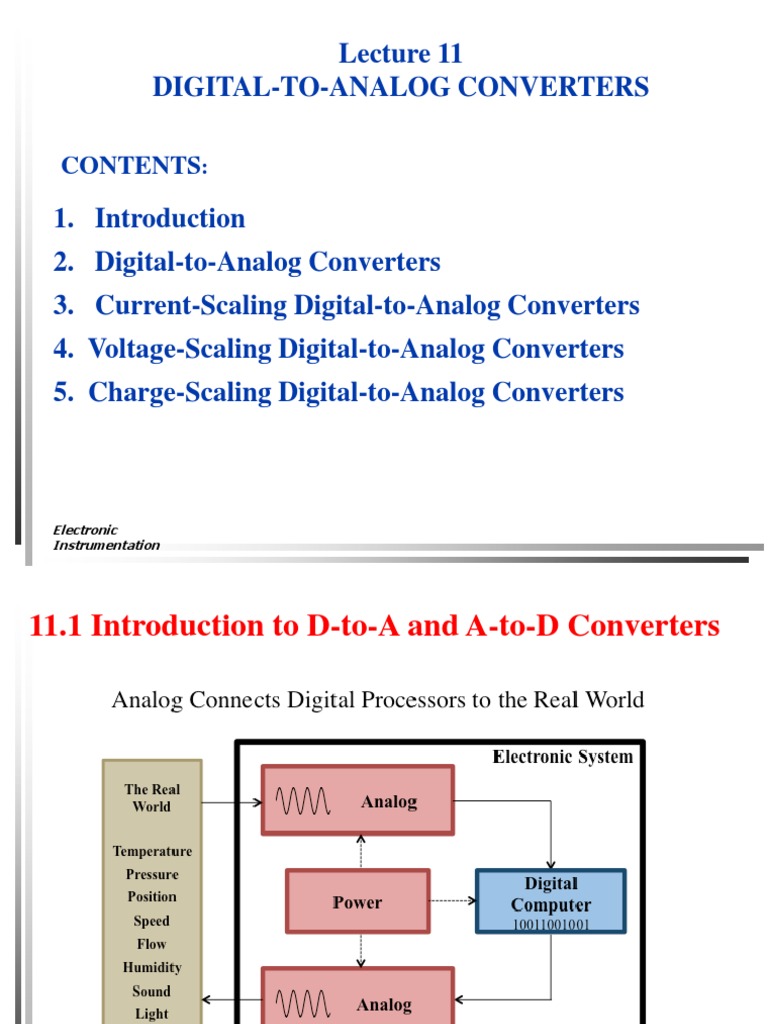 Lecture 11 DtoA conversion 20192 PDF Analog To Digital Converter
