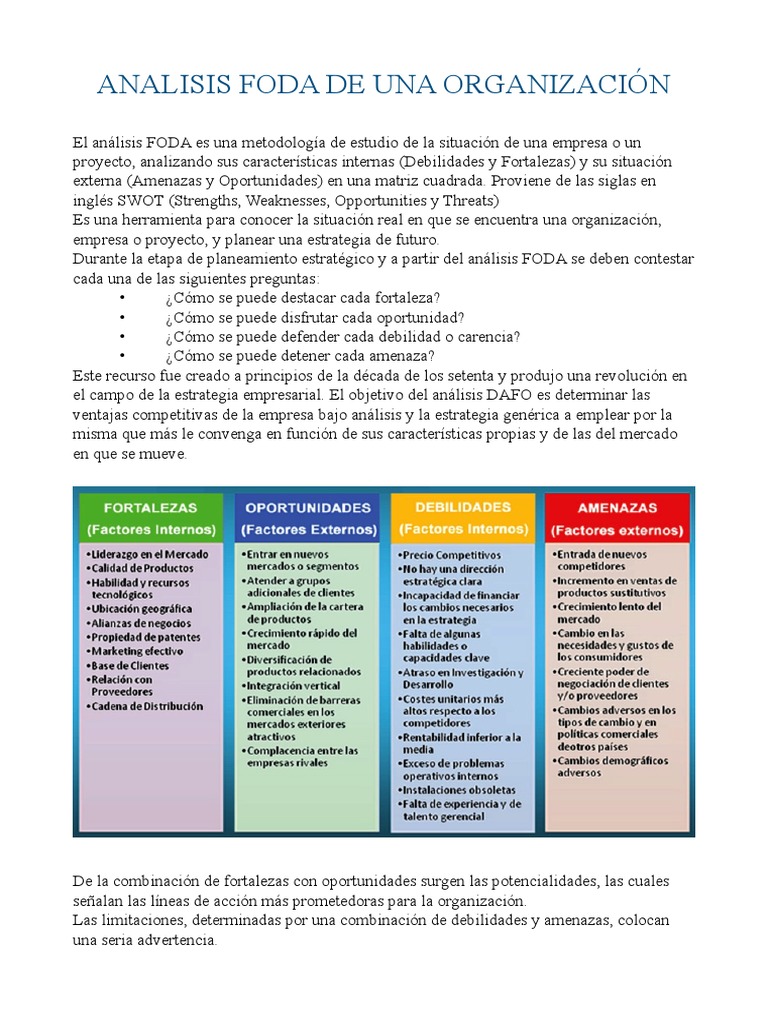Análisis FODA para la Toma de Decisiones | PDF | Análisis FODA | Toma ...