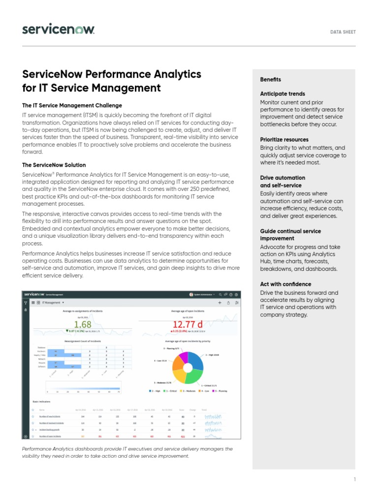 Ds Performance Analytics For Itsm PDF Analytics Performance Indicator
