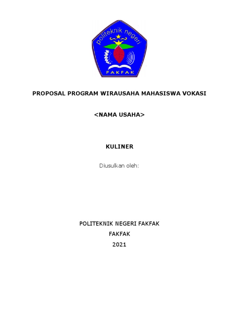 Proposal Usaha Kuliner Mahasiswa Fakfak | PDF