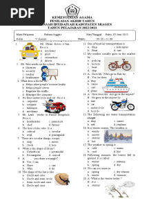 Soal Pat Bahasa Inggris Kelas 5