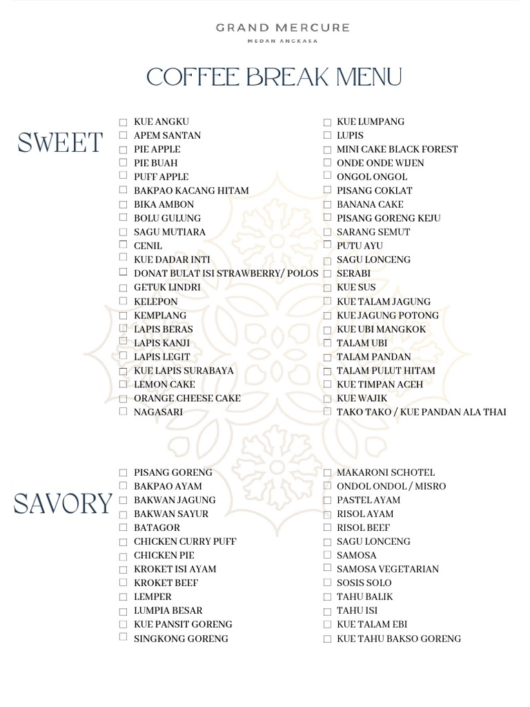 Coffee Break Menu | PDF