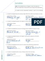 Identifying Variables Worksheet