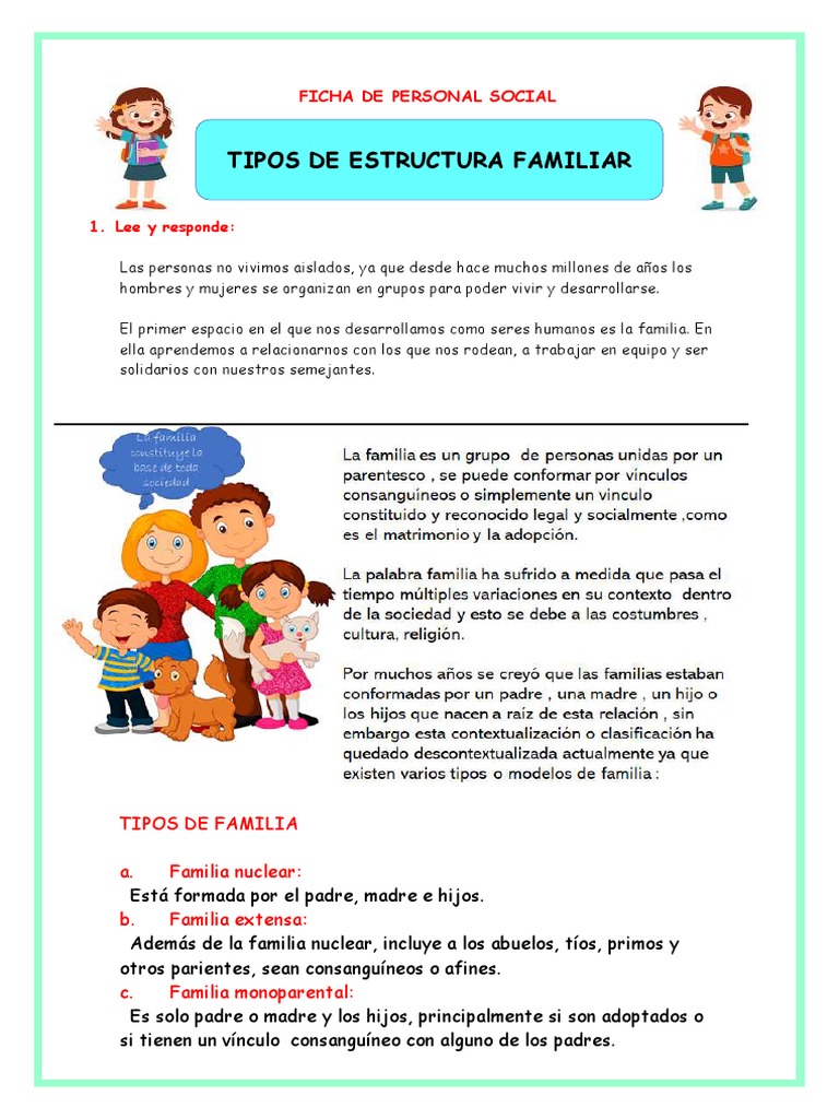 FICHA PS Martes TIPOS DE FAMILIA | PDF | Instituciones sociales