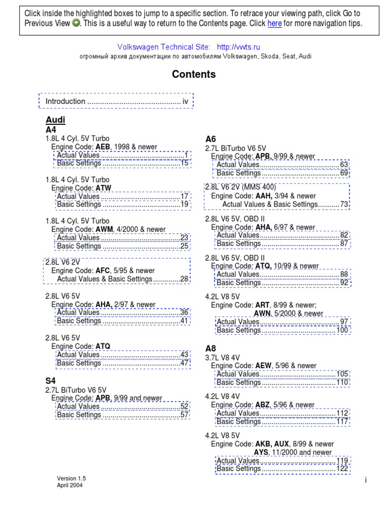 Vw-Audi Actual Value and Basic Setting | PDF