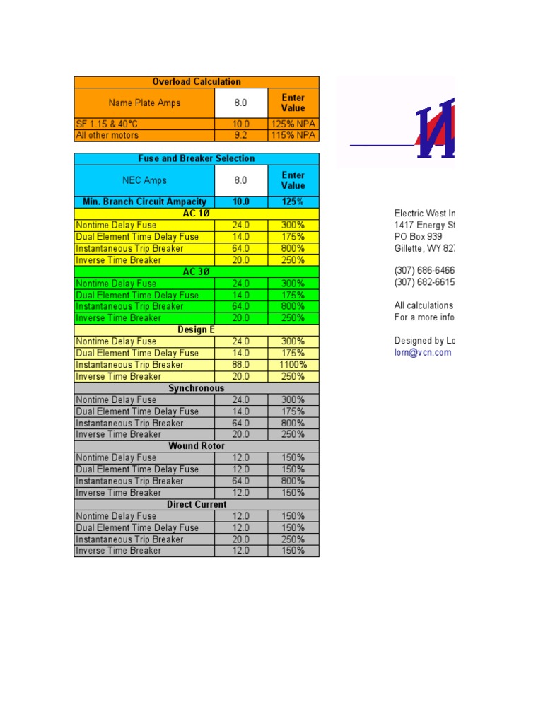 Motor Calculations From NEC Article 430 PDF Fuse (Electrical