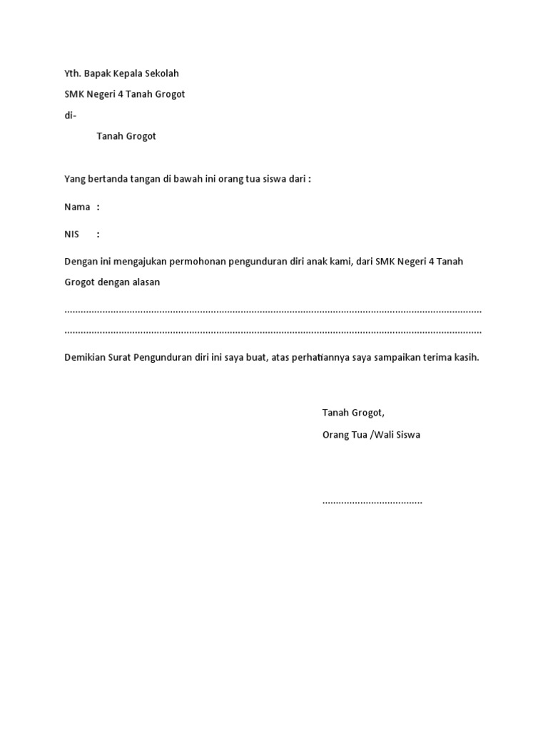 Surat Pengunduran Diri | PDF