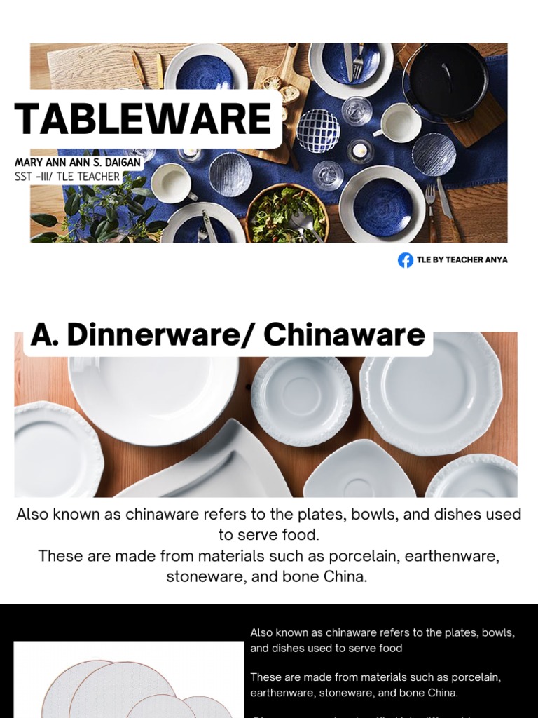 Types of Dinnerware and Tableware | PDF | Tableware | Cuisine