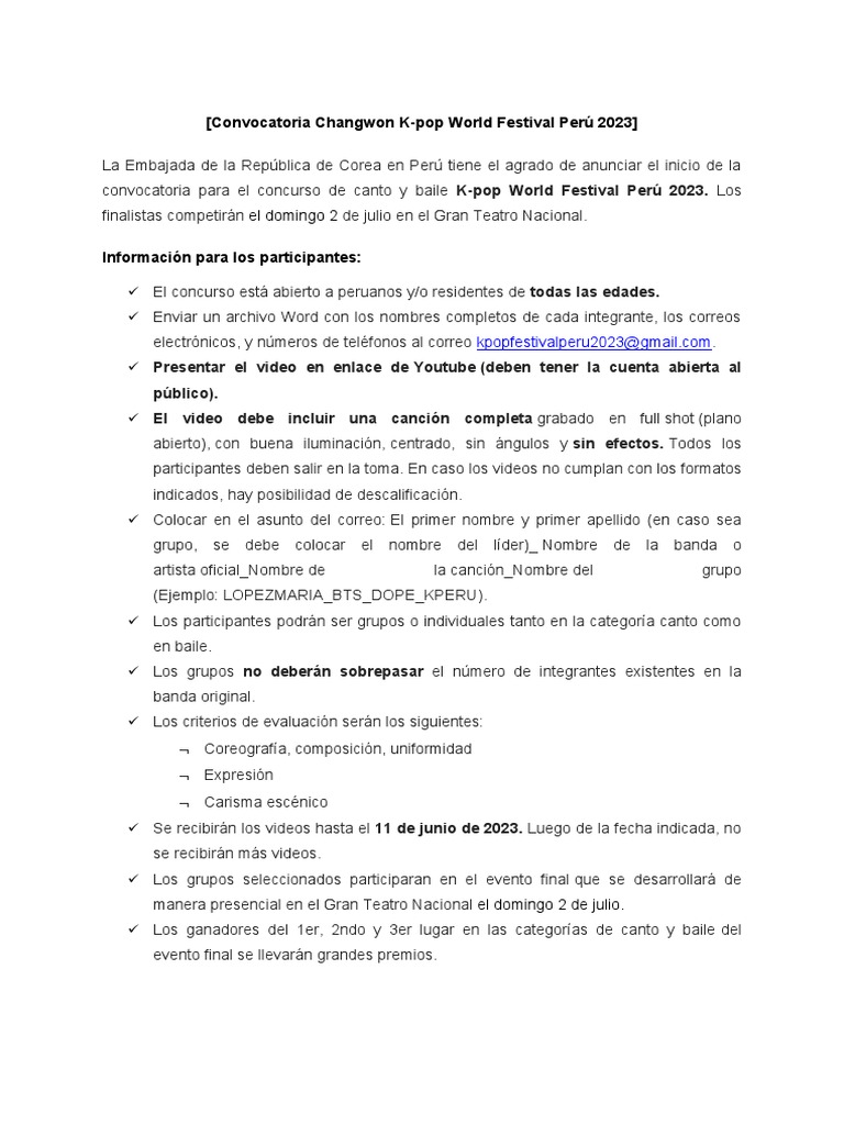 K Pop | PDF | Perú | Las artes escénicas
