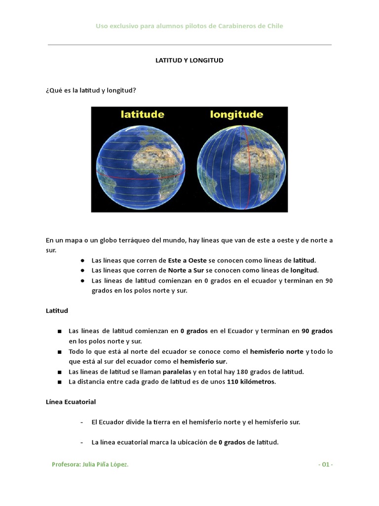 W LATITUD Y LONGITUD PDF Ecuador Longitud