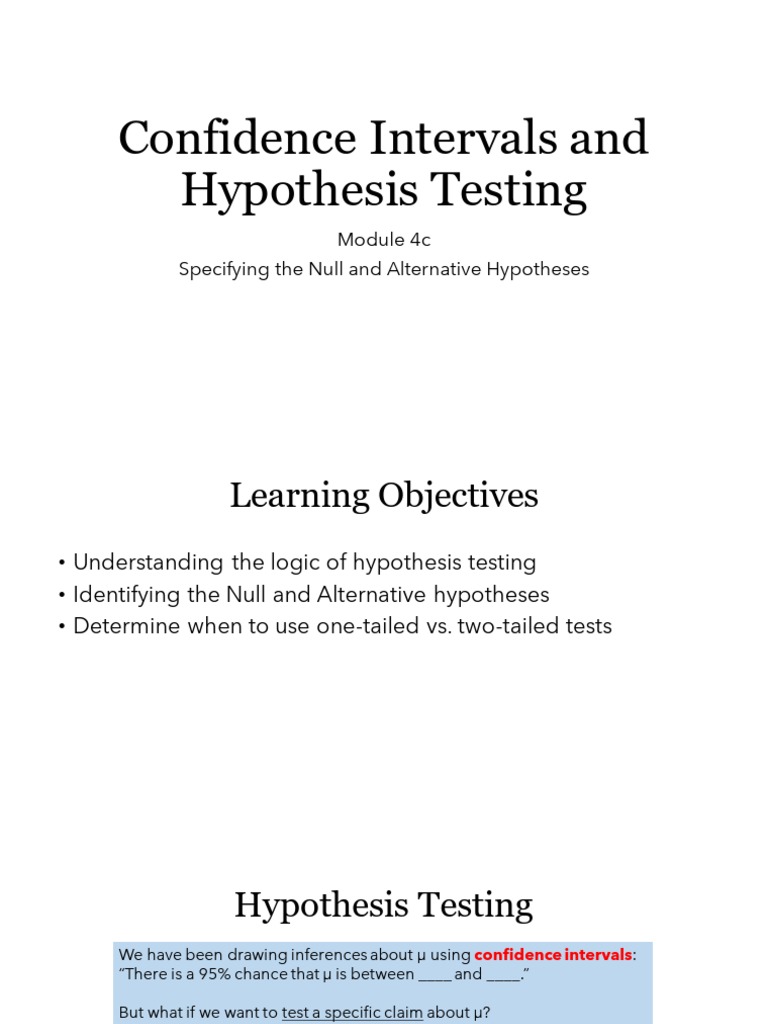 Hypothesis Testing and Confidence Intervals | PDF | Null Hypothesis ...