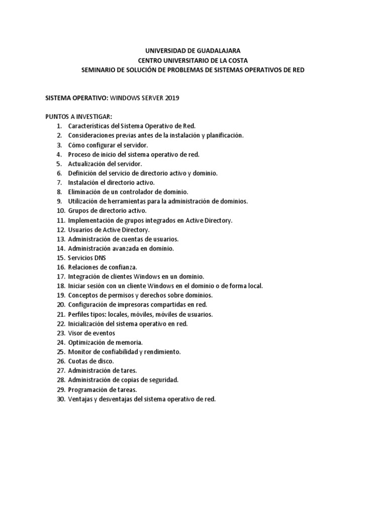 Sistema operativo de red windows 2019 pdf tecnolog a e ingenier a